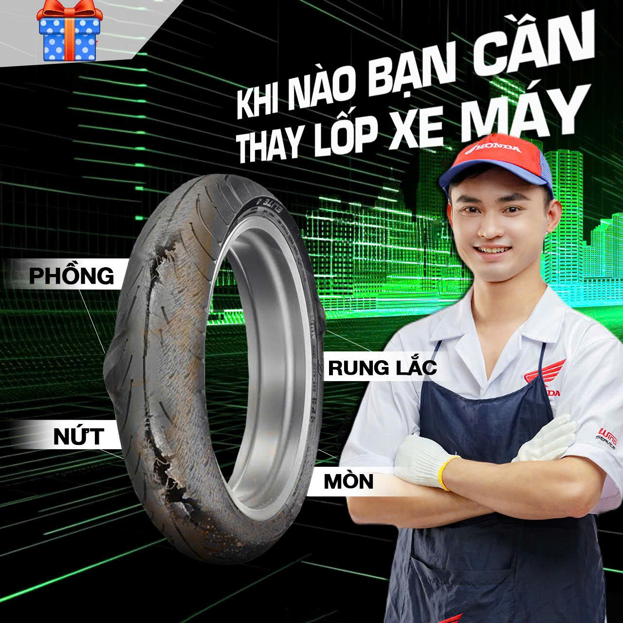 KHI NÀO BẠN CẦN THAY LỐP XE MÁY? - Honda Phúc Thanh